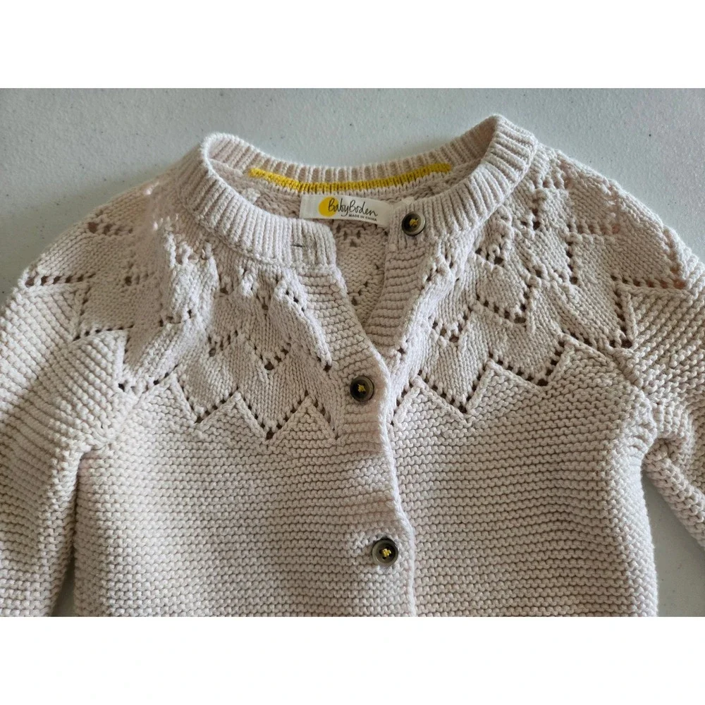 Baby Boden 18-24 Months Cardigan Sweater Toddler Girls Cream Pointelle